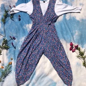 Vintage Flower Blossom Jumpsuit Romper 70s Size M